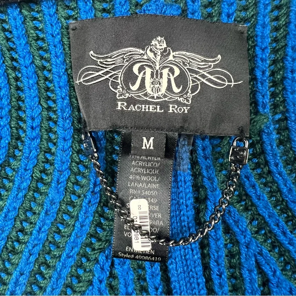 RACHEL ROY Green Blue Chunky Peplum Back Cardigan - Picture 3 of 13